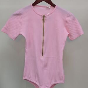 Elegant Pink Zippered Bodysuit